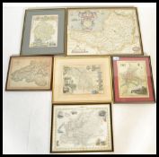 A group of vintage map prints to include Hereford,