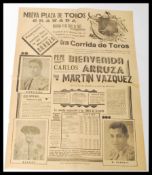 A rare vintage c1945 Spanish ' Bull Fighting ' pos