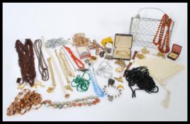 A large collection of vintage costume jewellery to