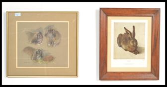 A glazed and framed pastel Montague of French Lop