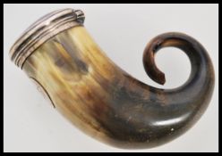 A 19th century Scottish desk horn and silver snuff