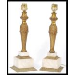 A pair of early 20th century brass and alabaster t
