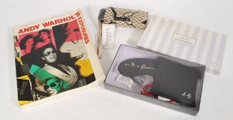 Two vintage Lulu Guinness fashion items along with an Andy Warhol book. Please see images. Measures:
