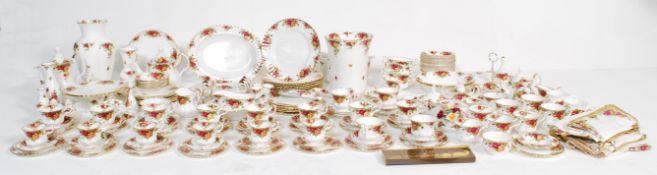 A extensive vintage retro Royal Albert china service with the Old Country Roses pattern and gilt