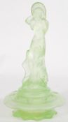 A vintage 20th century Art Deco green glass frog centre piece with central removable figurine