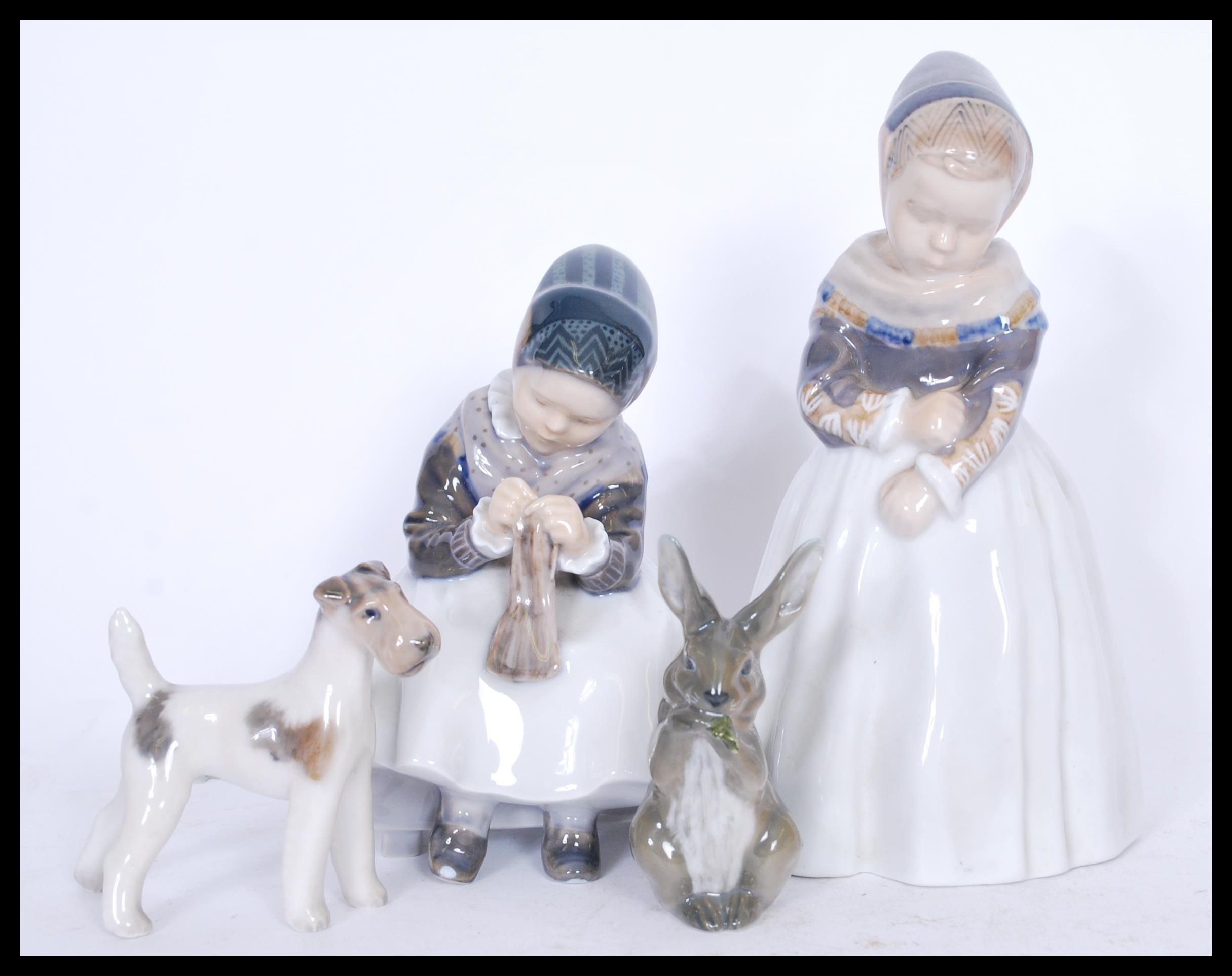 A group of Copenhagen figures including a rabbit figurine depicted eating lettuce numbered 1019, and - Image 5 of 12