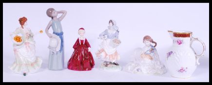 A collection of 20th century ceramic figures to include Royal Worcester Old Country Ways 'Rose