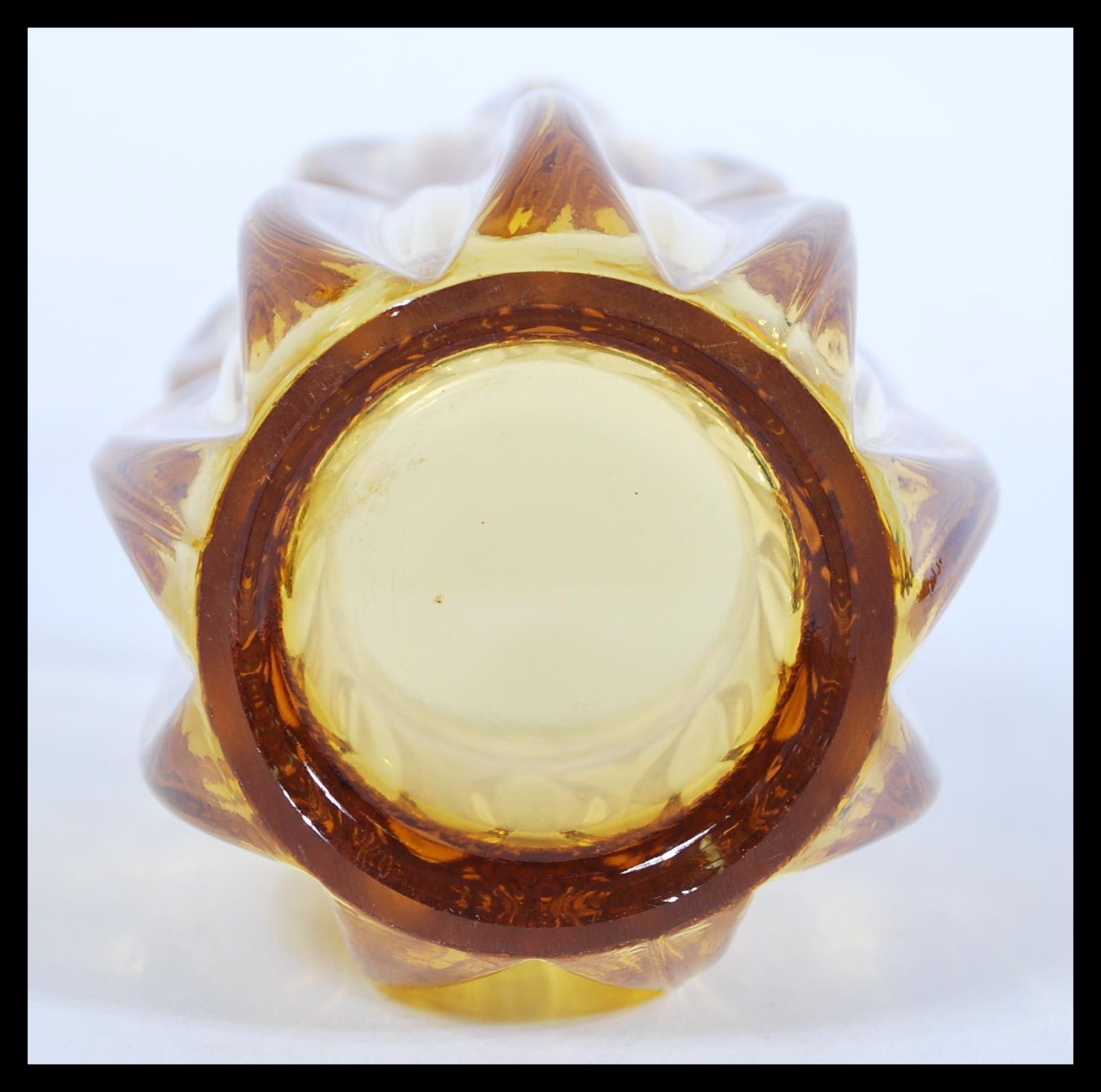 A group of three riihimaki type amber glass vases by Sklo with faceted lozenges, one being of - Image 5 of 5