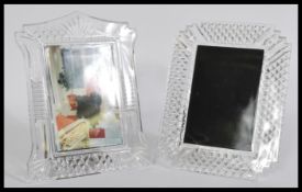 A pair of Waterford crystal cut glass free standing easel picture frames, please see images for