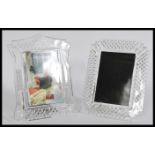 A pair of Waterford crystal cut glass free standing easel picture frames, please see images for