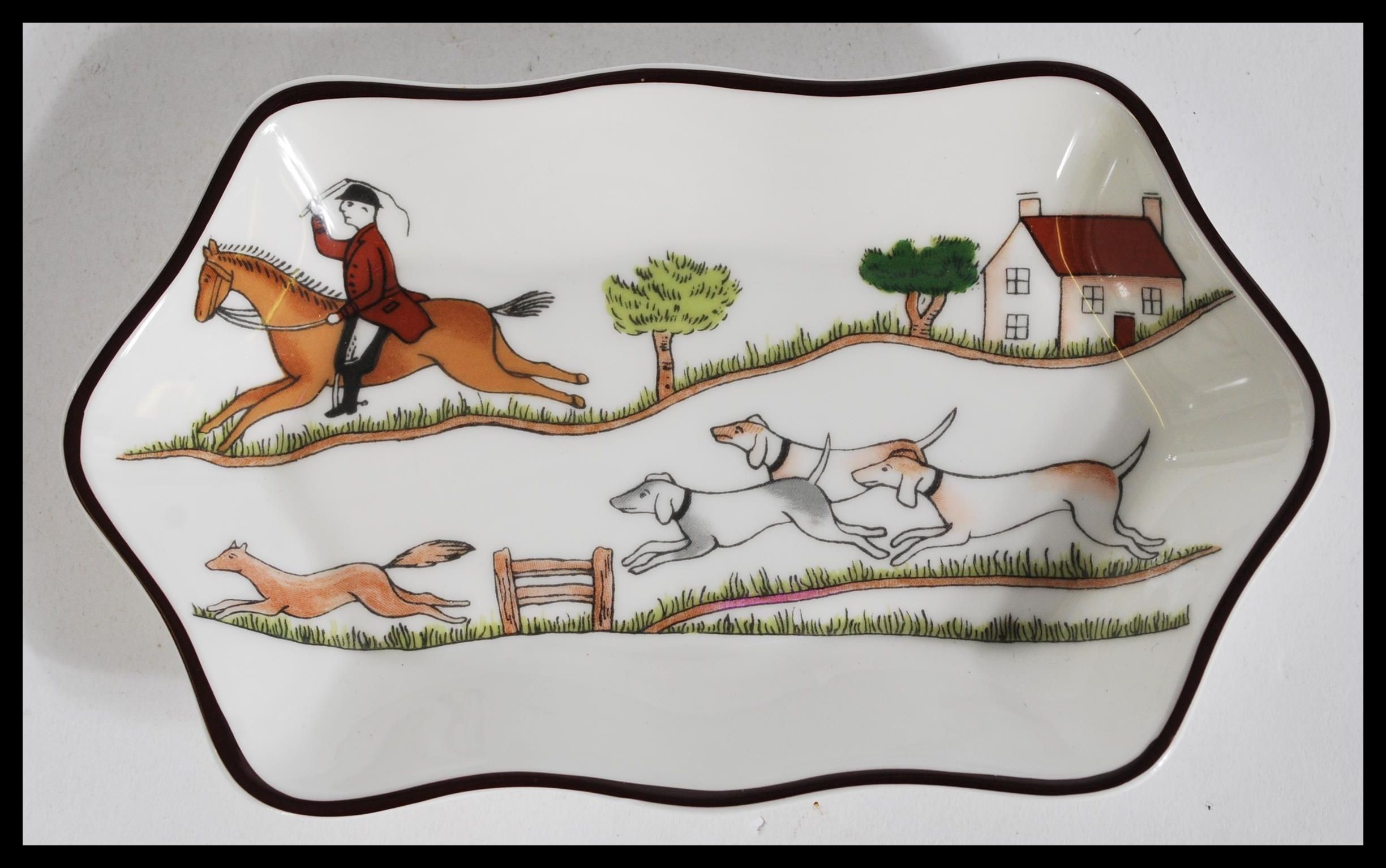 A crown Staffordshire fine bone china table set having a hunting scene pattern to include a pair - Image 7 of 8