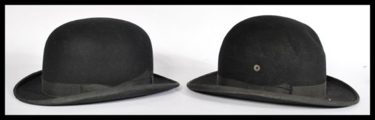 Two vintage early-mid 20th century bowler hats. Both by Bristol makers - the first Jones & Co and