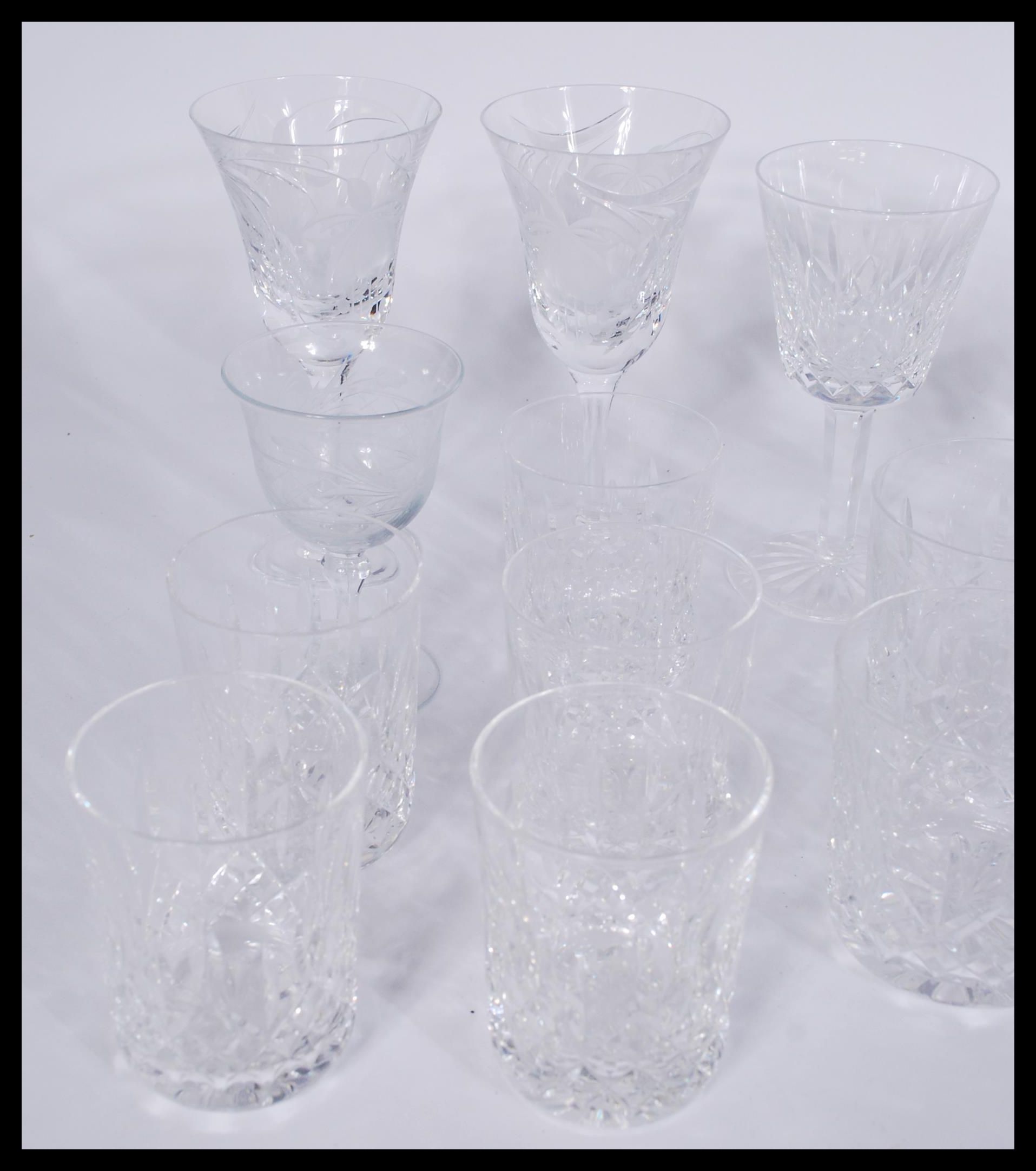 A collection of 20th Century  Waterford Crystal cut glass glasses with most being signed including - Image 2 of 5