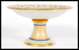 A 19th century porcelain continental tazza, possibly German having a central cartouche with red