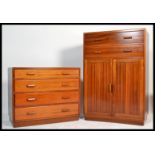 A vintage retro mid 20th century 1940's utility furniture mahogany chest of drawers and matching