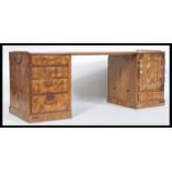 A 19th century Japanese small travelling scholars desk having parquetry specimen veneer inlay with