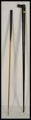 A vintage early 20th century snooker / pool cue by EJ Rilet ltd Accrington complete in tin pool