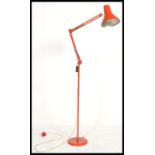 A mid century retro industrial anglepoise floor standing desk lamp marked HCF Denmark. The