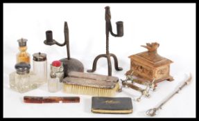 A good collection of vintage and antique items to include candle sticks crafted from vintage