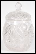 A 19th century Victorian Rumtopf crystal decanter lidded jar with a floral design and a cut glass