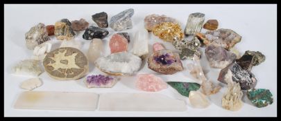 A collection of geodes to include amethyst, gold stone, quartz and other semi precious stones,
