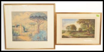 A pair of landscape water colour paintings to include a painting signed by Mary F. A. Williams