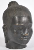 A 19th century bronze Chinese Buddha head having detailed features. Please see images. Measures: