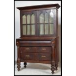 A 19th Century Victorian mahogany upright piano converted to a bureau bookcase with moulded cornice,