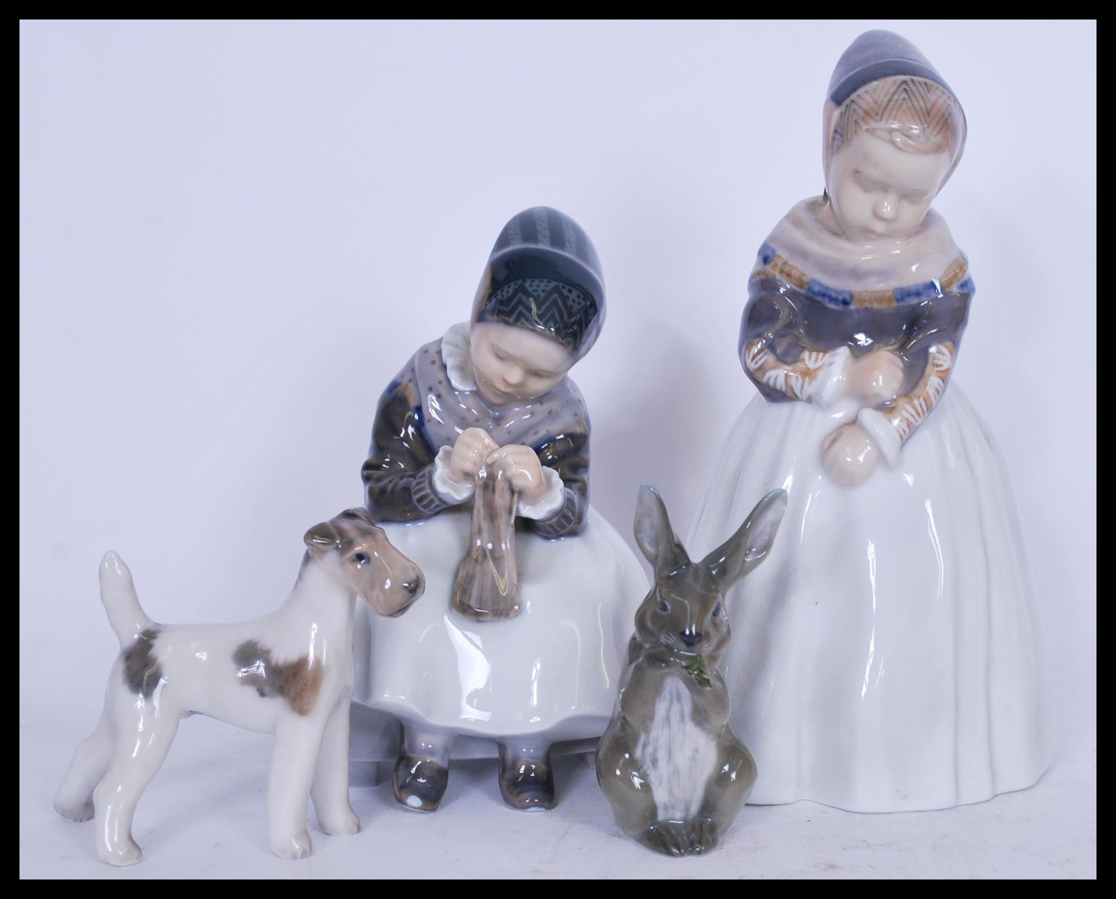 A group of Copenhagen figures including a rabbit figurine depicted eating lettuce numbered 1019, and - Image 4 of 12