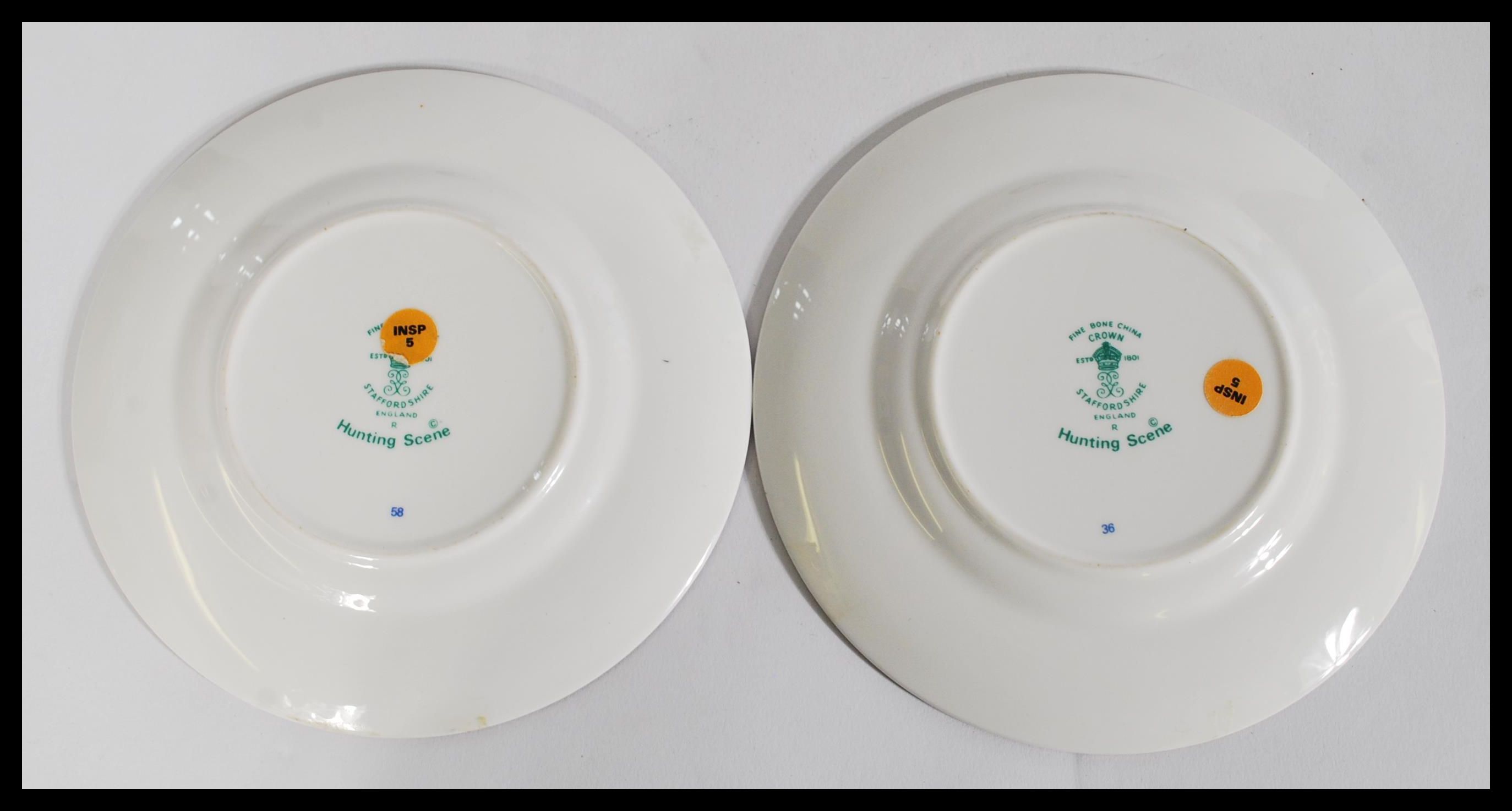 A crown Staffordshire fine bone china table set having a hunting scene pattern to include a pair - Image 3 of 8