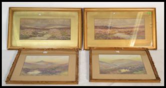 A group of four watercolour paintings including a pair by AJ Iles all depicting scenes of