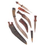 ASSORTED 19TH CENTURY TRIBAL KNIVES / HUNTING WEAP