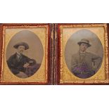 ANTIQUE 19TH CENTURY DOUBLE AMBROTYPE CASE WITH IM