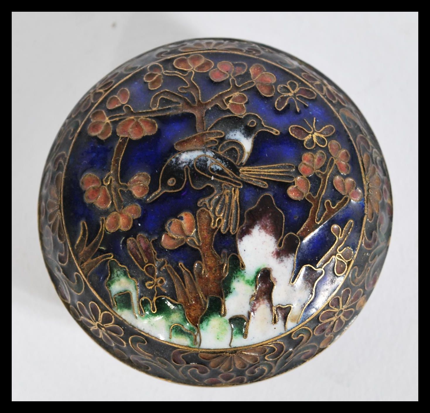 A group of three vintage 1920's cloisonne small bo - Image 4 of 7