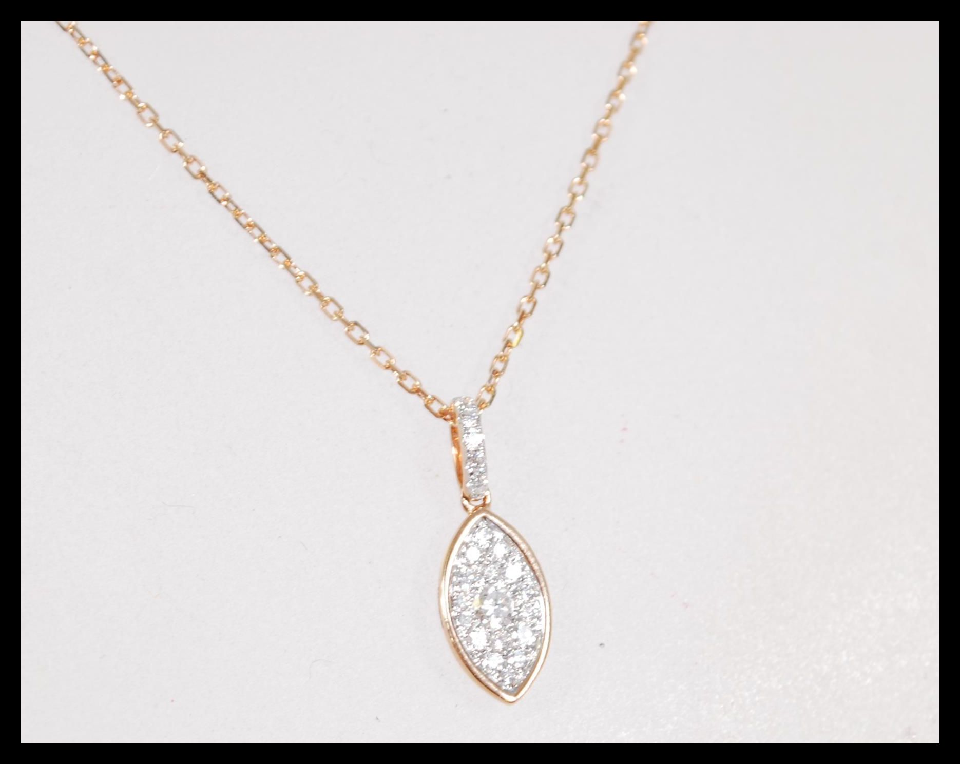 An 19ct rose gold and diamond pendant necklace hav - Image 2 of 3