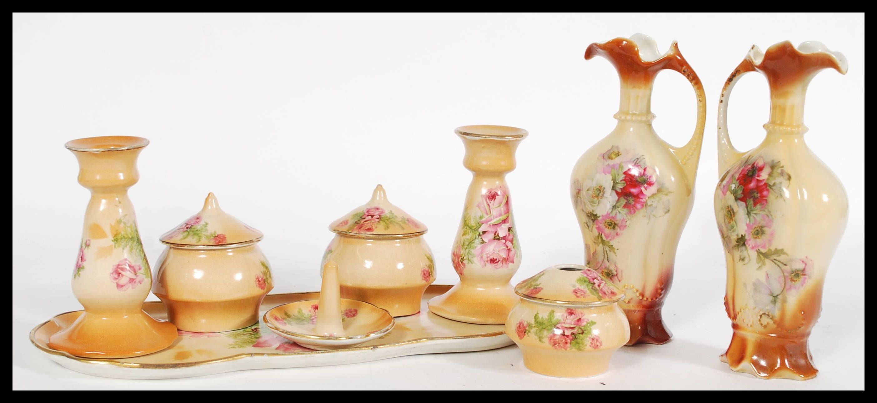 A 20th Staffordshire century dressing table set wi