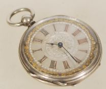 A continental silver ladies pocket watch having a