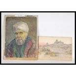 A pair of 20th century water colour paintings on p