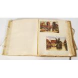 A 20th century vellum covered postcard album with