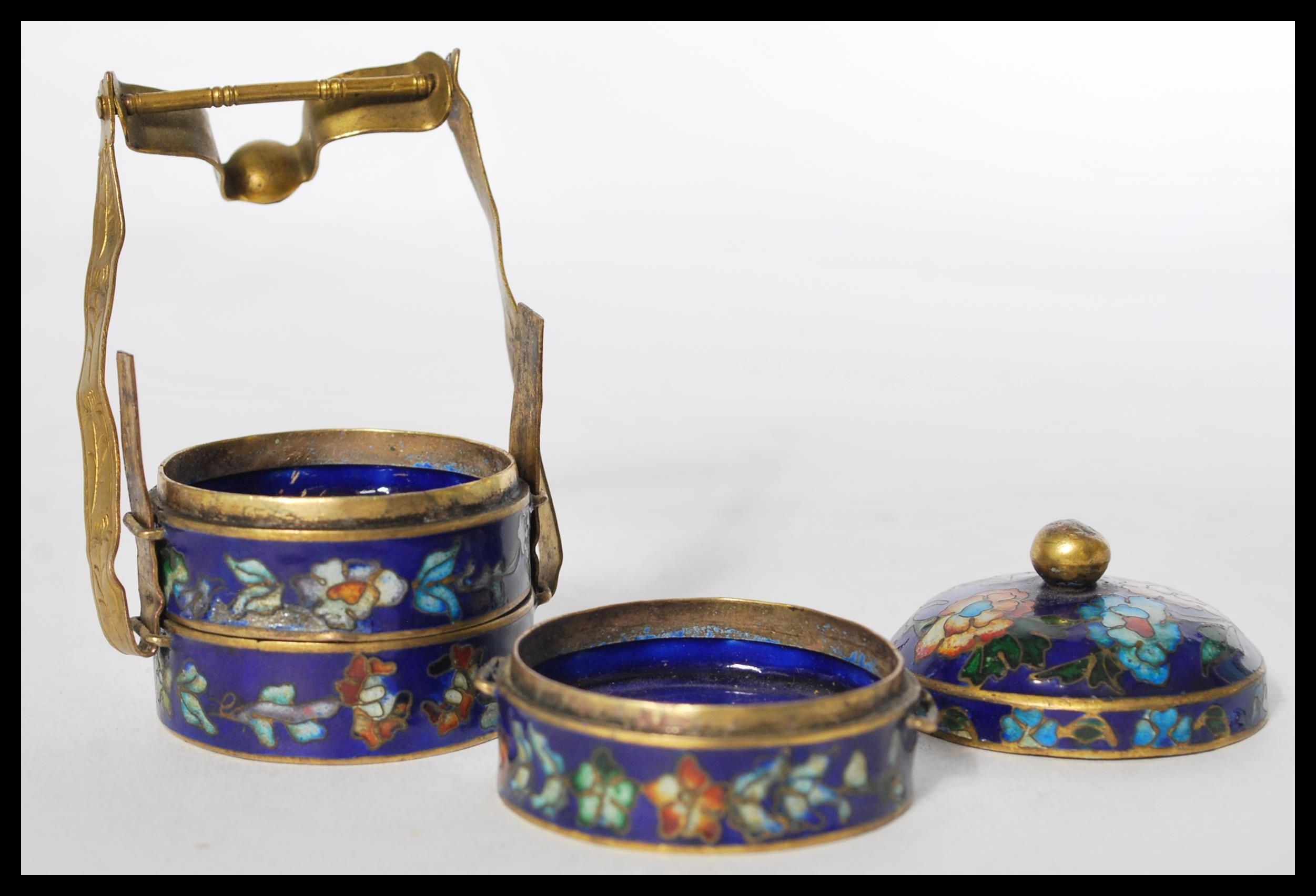 A group of three vintage 1920's cloisonne small bo - Image 2 of 7