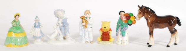 A group of ceramic figurines to include Royal Doul