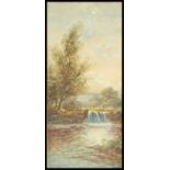 A early 20th century landscape water colour painting to include an English water scene featuring a