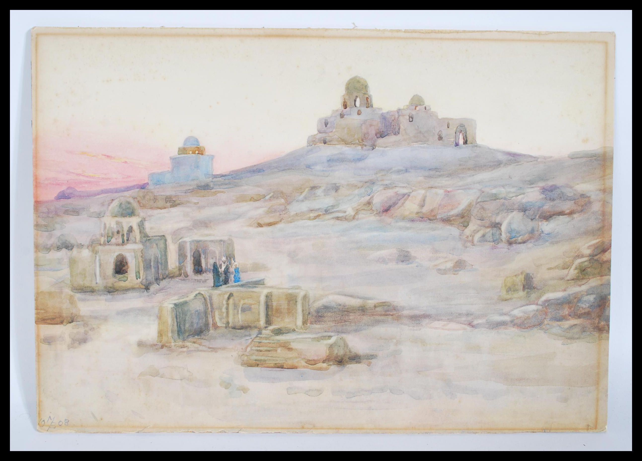 A pair of 20th century water colour paintings on p - Image 4 of 6