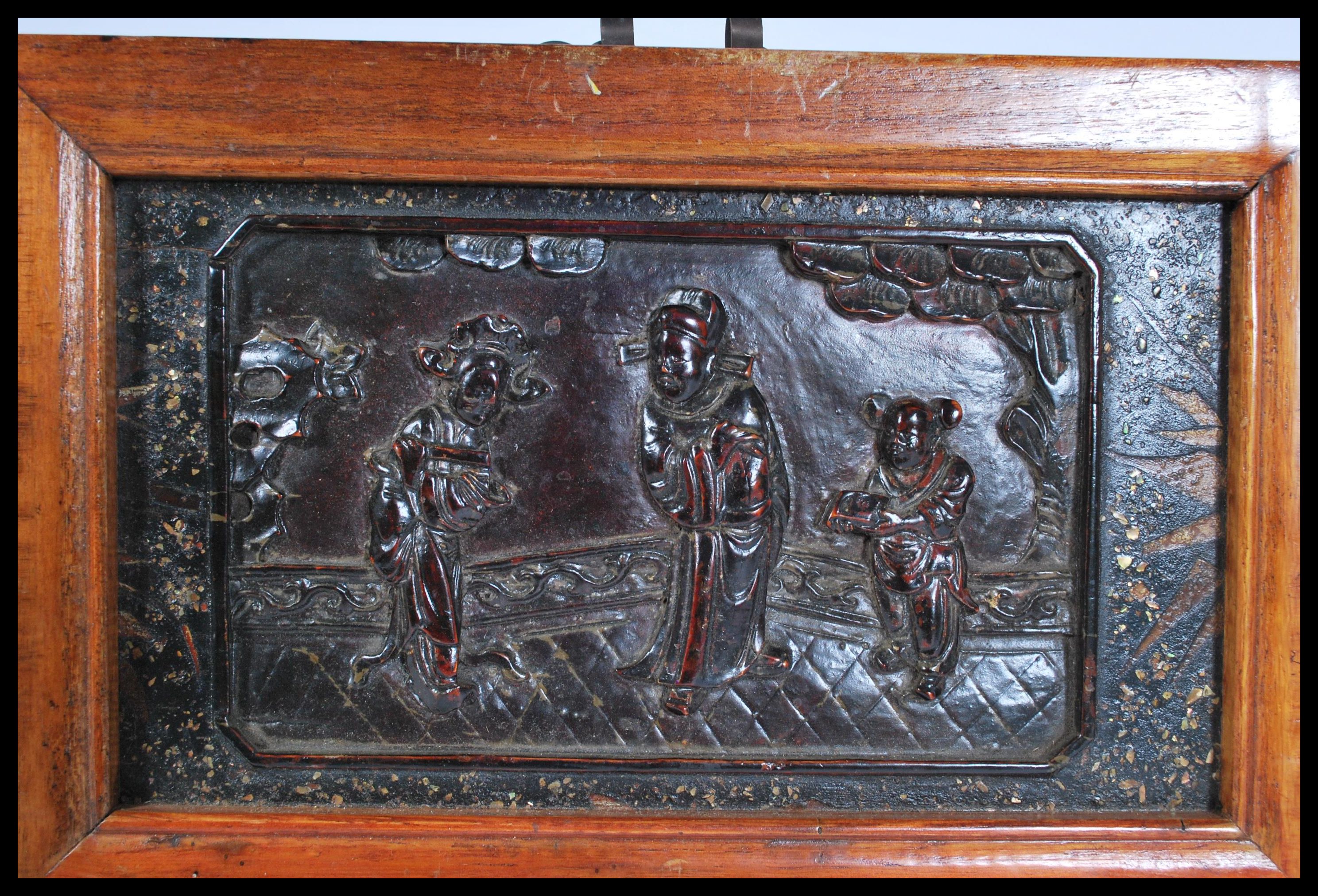 A pair of 19th century Chinese lacquer panels feat - Image 3 of 7