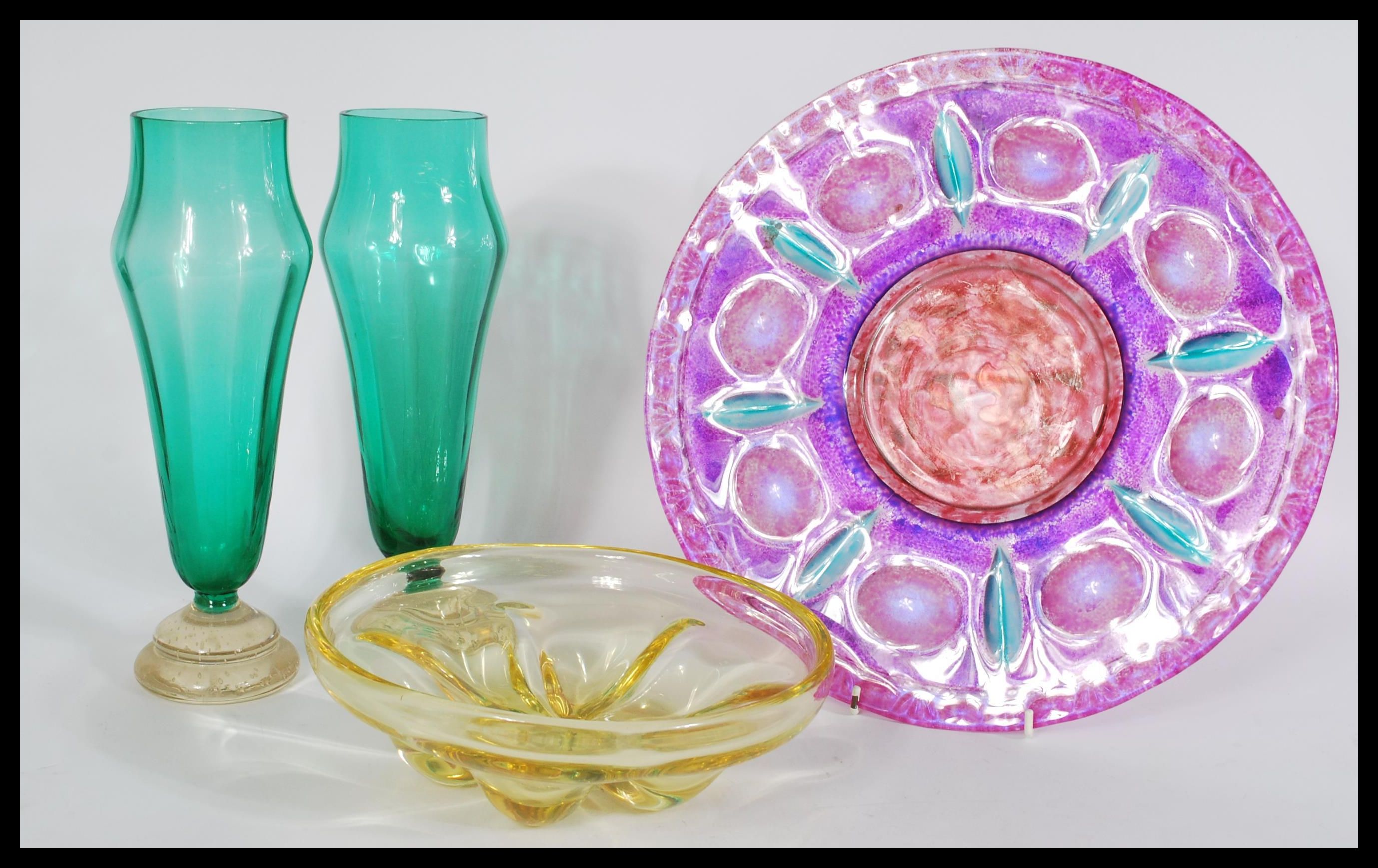 A group of vintage studio art glass to include a p