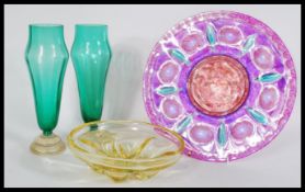 A group of vintage studio art glass to include a p