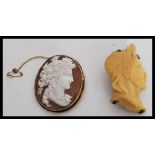 Two cameo brooches to include one male figure with