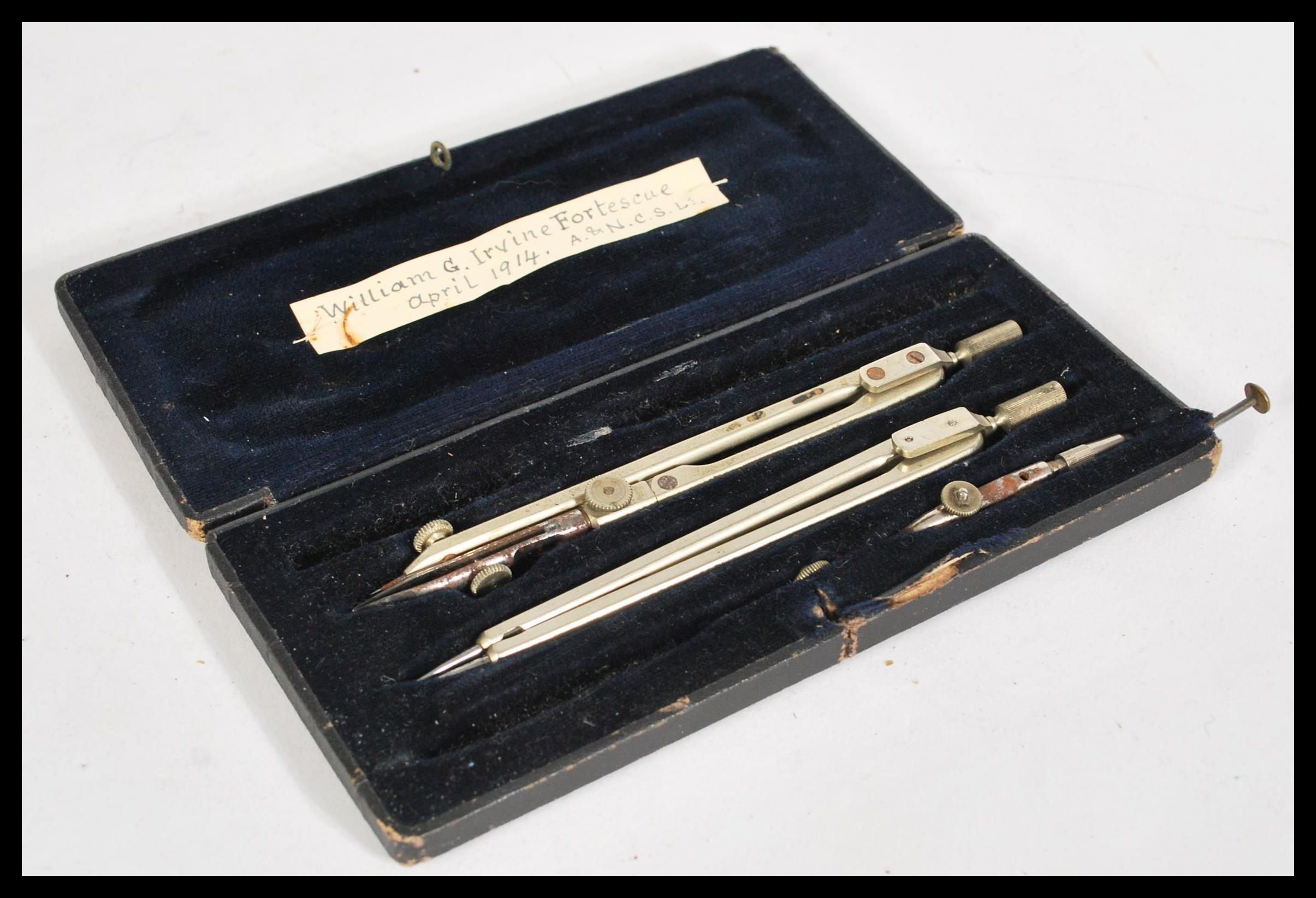 A cased pen set belonging to a decorated war hero