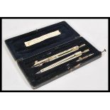 A cased pen set belonging to a decorated war hero