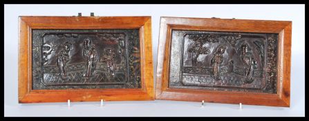 A pair of 19th century Chinese lacquer panels feat